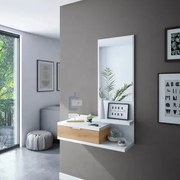 Mobile ingresso sospeso con specchio rovere nodi-bianco