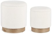 Set di 2 Pouf contenitore ZOYA bianco e legno di frassino