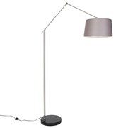 Lampada da terra moderna in acciaio paralume in lino grigio scuro 45 cm - Editor