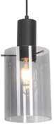 Lampada a sospensione vintage nera con vetro fumé - Vidra