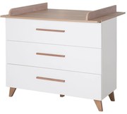 Cassettiera bassa per bambini in rovere con fasciatoio in bianco e naturale 110x98 cm - Roba