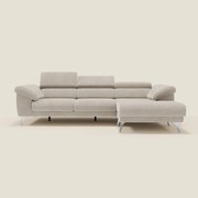 Donatello Divano angolare con sedute scorrevoli braccioli contenitore e poggiatesta in tessuto morbido smacchiabile T23 panna