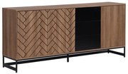 Credenza 3 ante e 3 cassetti MDF Naturale e Nero - CARATANA