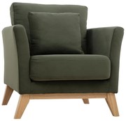 Poltrona scandinava effetto velluto color khaki OSLO