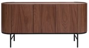 Credenza design legno scuro noce e metallo nero 3 ante L160 cm SKYE