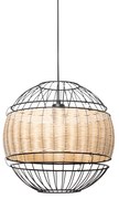 Lampada a sospensione orientale nera con rattan 38 cm - Emir