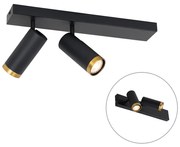 Faretto moderno da soffitto nero con bronzo orientabile a 2 luci - Renna