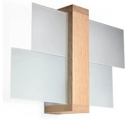Applique da Soffitto Legno naturale e Vetro FENIKS 1 E27 da Interno Colore del corpo Legno