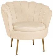 Poltrona velluto con schienale a conchiglia - FIORE finitura Beige