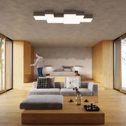 Plafoniera Quadrata in PVC da Soffitto 2xE27 HORUS 35 Grey da interno