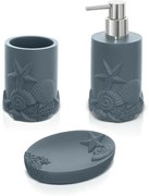 Set accessori bagno 3 pezzi da appoggio in resina turchese cobalto Coral