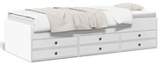 Divano letto con cassetti bianco 75x190 cm in legno multistrato