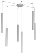 Sospensione Moderna Round Tube Metallo Grigio 6 Luci Gu10