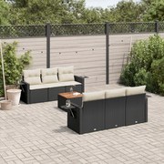 Set divani da giardino con cuscini 7pz nero polyrattan