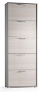 Scarpiera 5 ante a ribalta singola prof L 67 x H 184 x P 18 cm 15 paia, larice