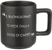 Mug nera con scritta 320 ml in stoneware