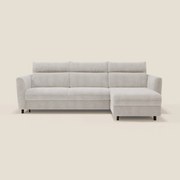 Peonia divano letto angolare con Penisola Contenitore - Materasso H18 cm in Bouclé Impermeabile T07 bianco