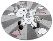 Tappeto PETIT UNICORN UNICORNO cerchio grigio