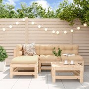Set divani da giardino 5 pz con cuscini in legno massello