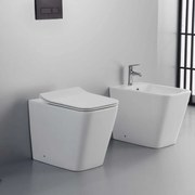 Sanitari filomuro in ceramica bianco lucido vaso rimless design squadrato | Levanzo