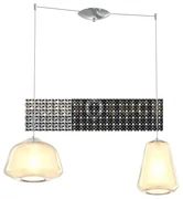 Sospensione cromo 2 luci spostabile vetri alpha + gamma ambra 1176c...