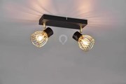 Faretto ardon 2 faretti metallo nero con gabbia oro r81382080