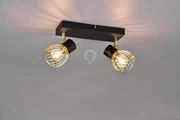 Faretto ardon 2 faretti metallo nero con gabbia oro r81382080