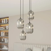 EMIBIG LIGHTING Lampada a sospensione Verdi, Ø 30 cm, nero/grigio fumo, vetro, a 4 luci.