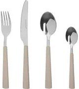 Set 16 posate in acciaio manico grigio Stripes