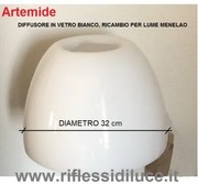 Artemide diffusore in vetro bianco ricambio per Menelao lume