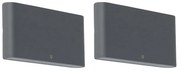 Set di 2 applique da esterno grigio scuro 17,5 cm con LED - Batt