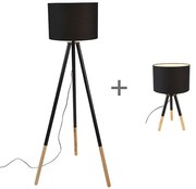 Set di lampada da tavolo e da terra con paralume nero - Pip