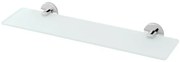 Mensola bagno a muro 50 cm in vetro satinato e acciaio cromato Bora
