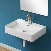 Lavabo sospeso rettangolare 60x42 cm in ceramica bianco lucido