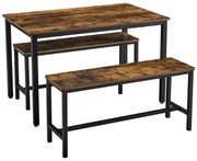 Set tavolo da bar con 2 panche TREVOR, marrone/nero