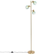 Lampada da terra Art Déco oro con vetro verde 3 luci - Vidro