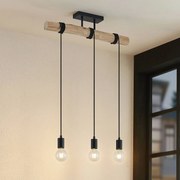 Lindby Amilia a sospensione con legno, 3 luci