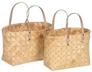 Set di Cestini Naturale Legno 50 x 22 x 28 cm (2 Unità)