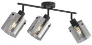 Faretto da soffitto di design nero con vetro fumé 3 luci - Domo