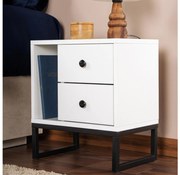 Comodino GLIMMER 50x45,2 cm bianco/nero