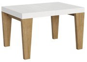 Tavolo allungabile Spimbo Mix piano e gambe in diverse finiture, Bianco Frassino / Quercia Natura / 90x130/234 cm