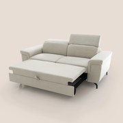 Aisha Divano con poggiapiedi estraibile piedini alti e poggiatesta reclinabili in tessuto Smacchiabile T05 panna