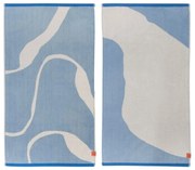 Asciugamani bianchi e blu in set da 2 pezzi in cotone biologico 50x90 cm Nova Arte - Mette Ditmer Denmark