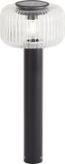 Dissuasore da esterno moderno nero con vetro scanalato con LED solare IP65 - Ribble Mushroom
