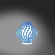 Sospensione Moderna 1 Luce Helios In Polilux Blu H39 Made In Italy