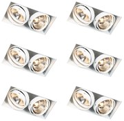 Set di 6 faretti da incasso bianchi GU10 AR111 senza bordi 2 luci - Oneon