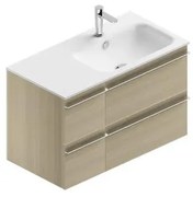 Mobile sottolavabo e lavabo Linea per doppia vasca rovere natura in truciolare L 90 x H 55 x P 46 cm 4 cassetti