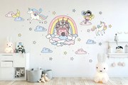 Adesivo murale da favola per bambina - fata e unicorno