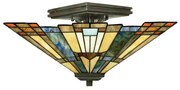 Lampadario Tiffany Inglenook Metallo Bronzo Valiant 2 Luci E27