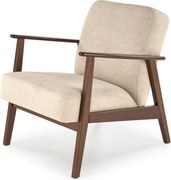 Poltrona Milano 1S in tessuto beige - Castel 15/ noce scuro